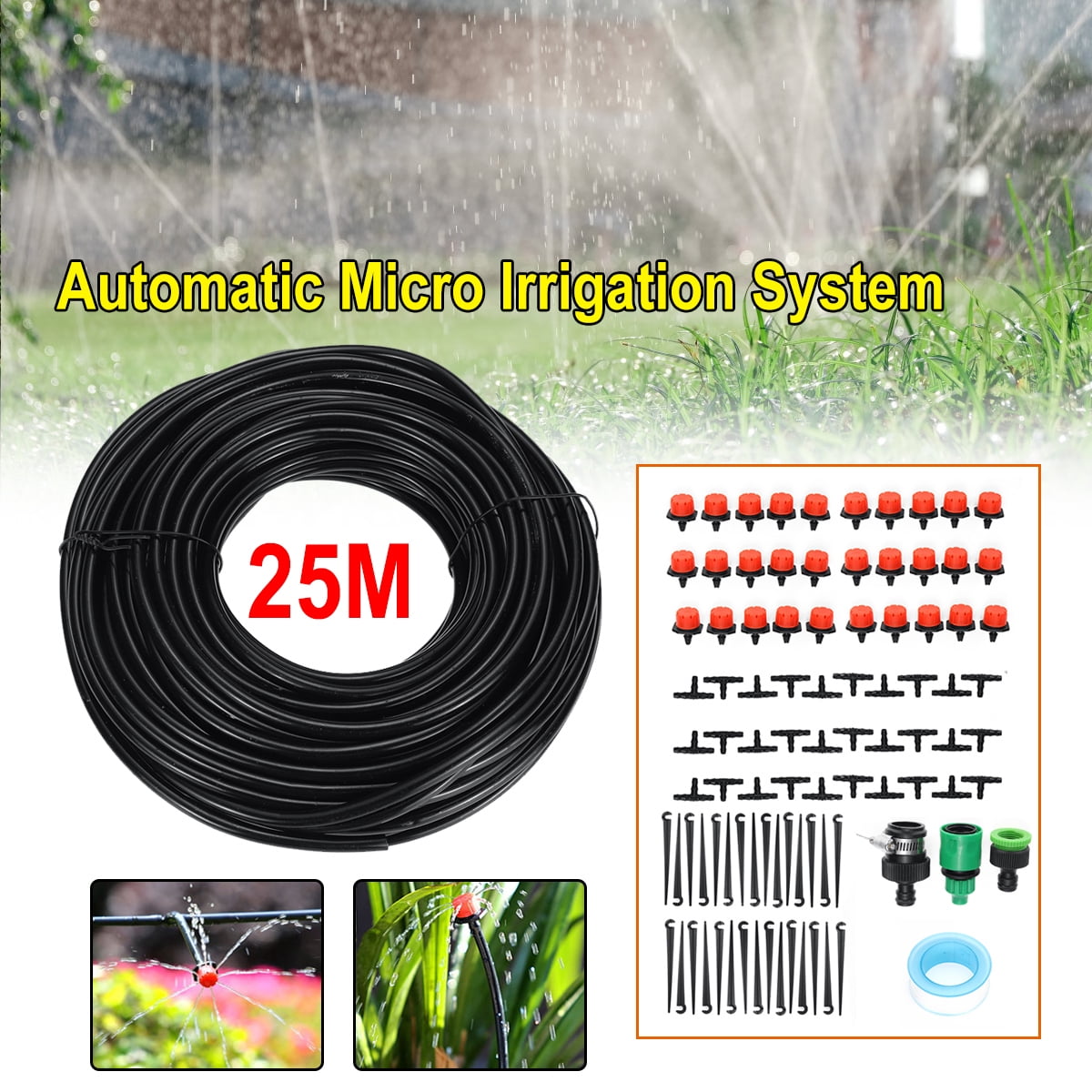 25M Water Irrigation Kit Micro Drip Watering System Automatic Plant Garden Tool 