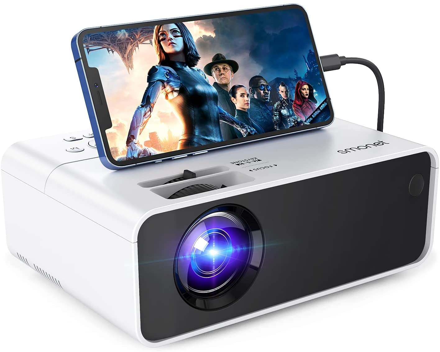 Editor Schuine streep Vernederen Movie Projector, SMONET 1080P HD Projector 7500L Home Projector Video TV  Projector Mini Portable LED Projector Outdoor Indoor Wall Compatible with  TV Stick Laptops PC PS5 HDMI USB - Walmart.com