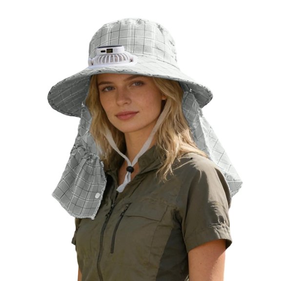 Womens Sun Hats Rechargeable Solar Powered Fan Hat Wide Brim Sun Hat
