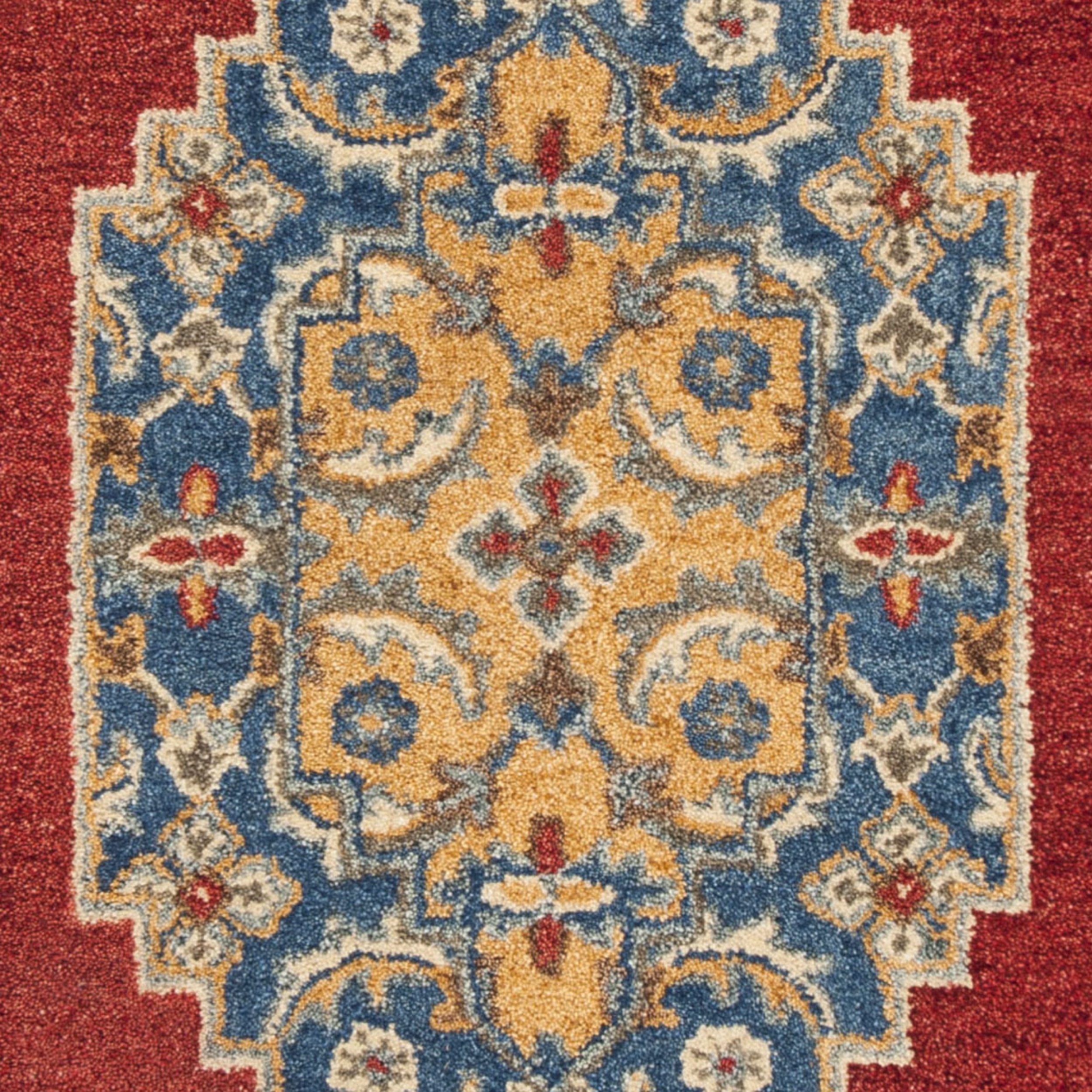 SAFAVIEH Antiquity Shawn Traditional Wool Area Rug, Blue/Red, 6' x 6' Square