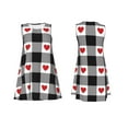 thumbnail image 7 of KLL Heart Black Buffalo Plaid Gingham Pattern Womens Summer Dresses 2025,Loose Round Neck Sleeveless Sundresses Tank Dresses with Pockets, 7 of 7