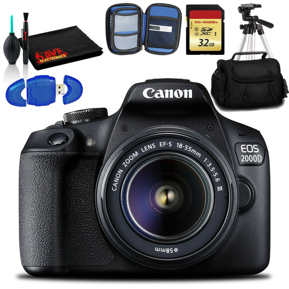 Canon EOS 2000D DSLR Camera with EFS 1855 mm f/3.55.6 III Lens (Intl