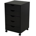 thumbnail image 2 of HOMCOM 5 Drawer Storage Organizer Office Cabinet with Nordic Minimalist Modern Style & Wheels, Black, 2 of 8