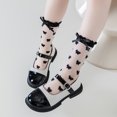 thumbnail image 3 of Girls Sheer Mid Calf Socks with Ruffle Cuff Bow and Textured Dot Pattern Lightweight Dress Socks for Kids Daily Wear, 3 of 4