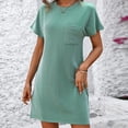 thumbnail image 6 of Teissuly Women's Summer Casual Color Contrast Short-sleeved Crew Neck Dress, 6 of 6