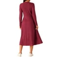 thumbnail image 3 of INSPIRE CHIC Women's Fall Dresses Long Sleeve Round Neck Knit A-Line Casual Midi Dress M Wine Red, 3 of 5