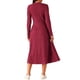 thumbnail image 3 of INSPIRE CHIC Vestidos de Otoño para Mujeres, Manga Larga, Cuello Redondo, Tejido A-Line, Vestido Midi Casual XL Color Rojo Vino, 3 of 5