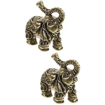 2pcs Brass Craft Elephant Figurine Antique Elephant Figurine Miniature Animal Decoration