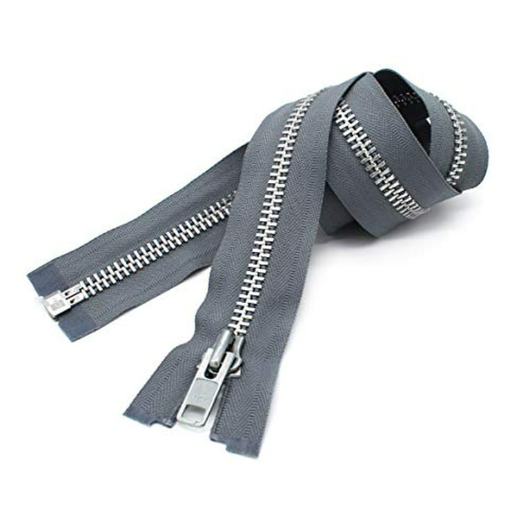 YKK #10 10 Inch to 36 Inch Aluminum Separating Jacket Zipper Extra Heavy  Duty Metal Zippers for Sewing Coats Crafts (Medium Grey - 578, 15 Inches)