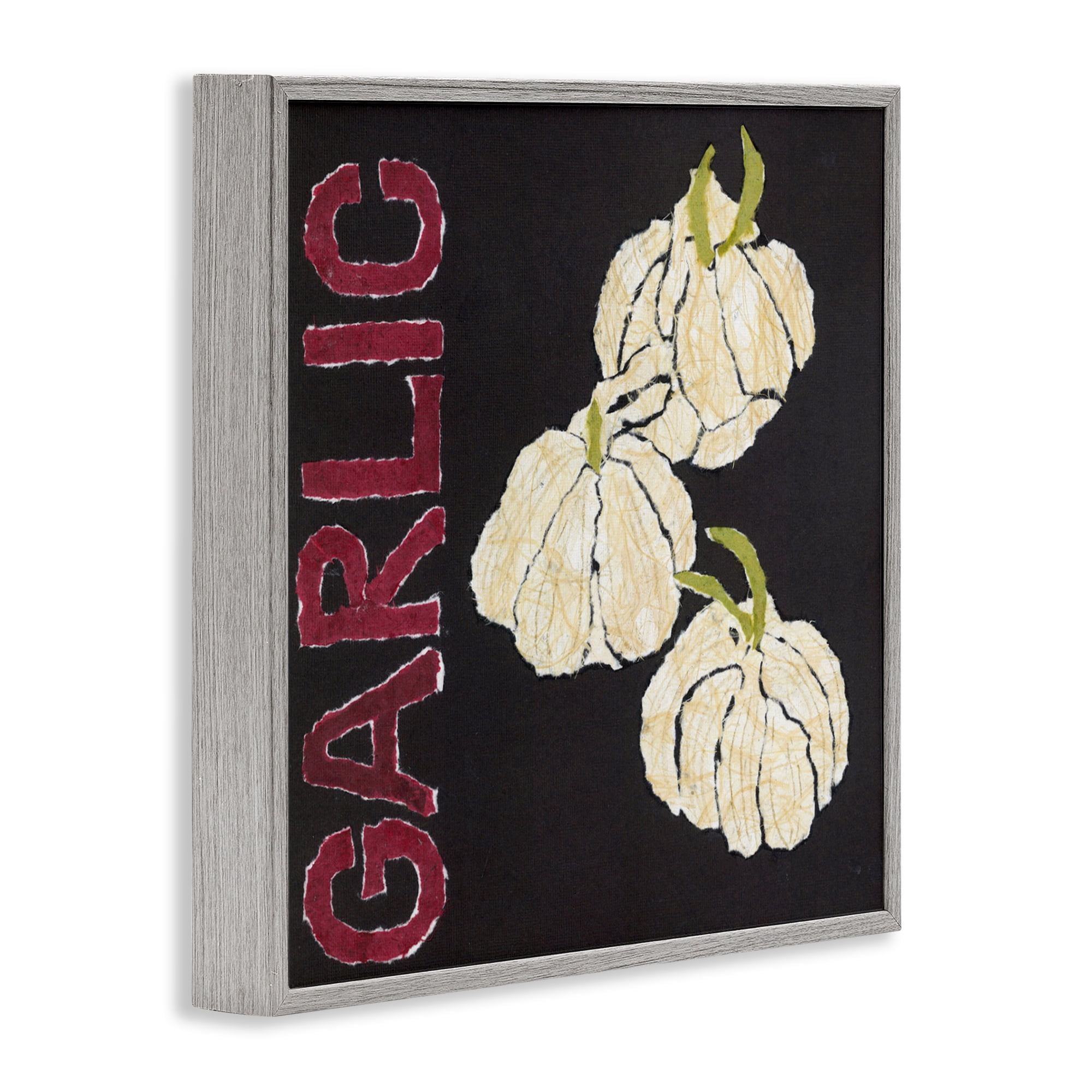 Stupell Industries Garlic Garden Vegetable Gray Framed Giclee Art, design by Nancy Overton