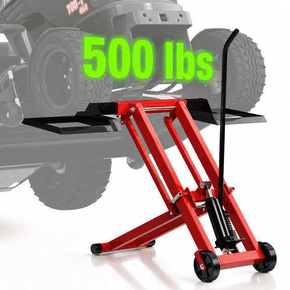 CANVORA 500lbs Capacity Hydraulic Lawn Mower Lift Jack,Lawnmower Lift with 3 Height Adjustment for Tractors and Zero Turn Lawn Mowers