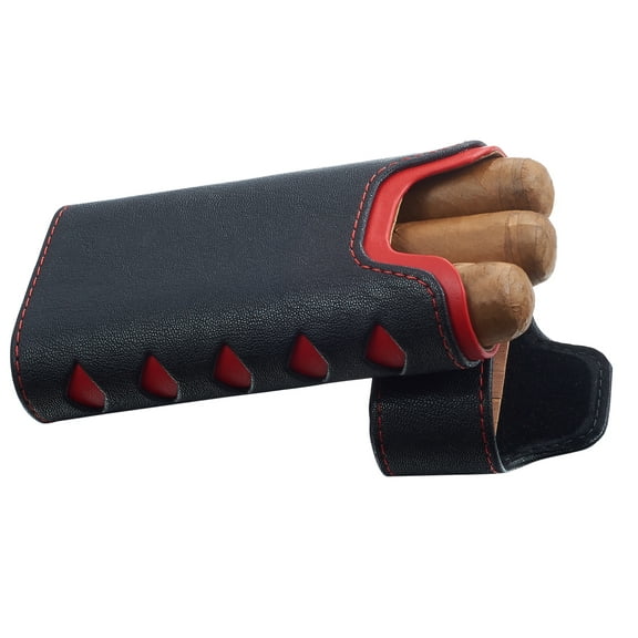 Visol Diamond Pu Leather 3-Finger Cigar Case