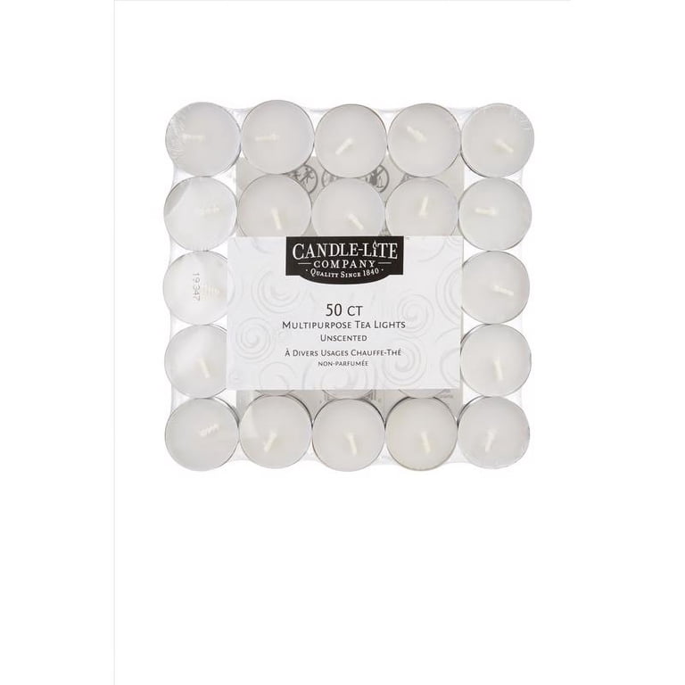 Candle Lite 50 Pack Unscented Tea Light Candle, 50 tea lights