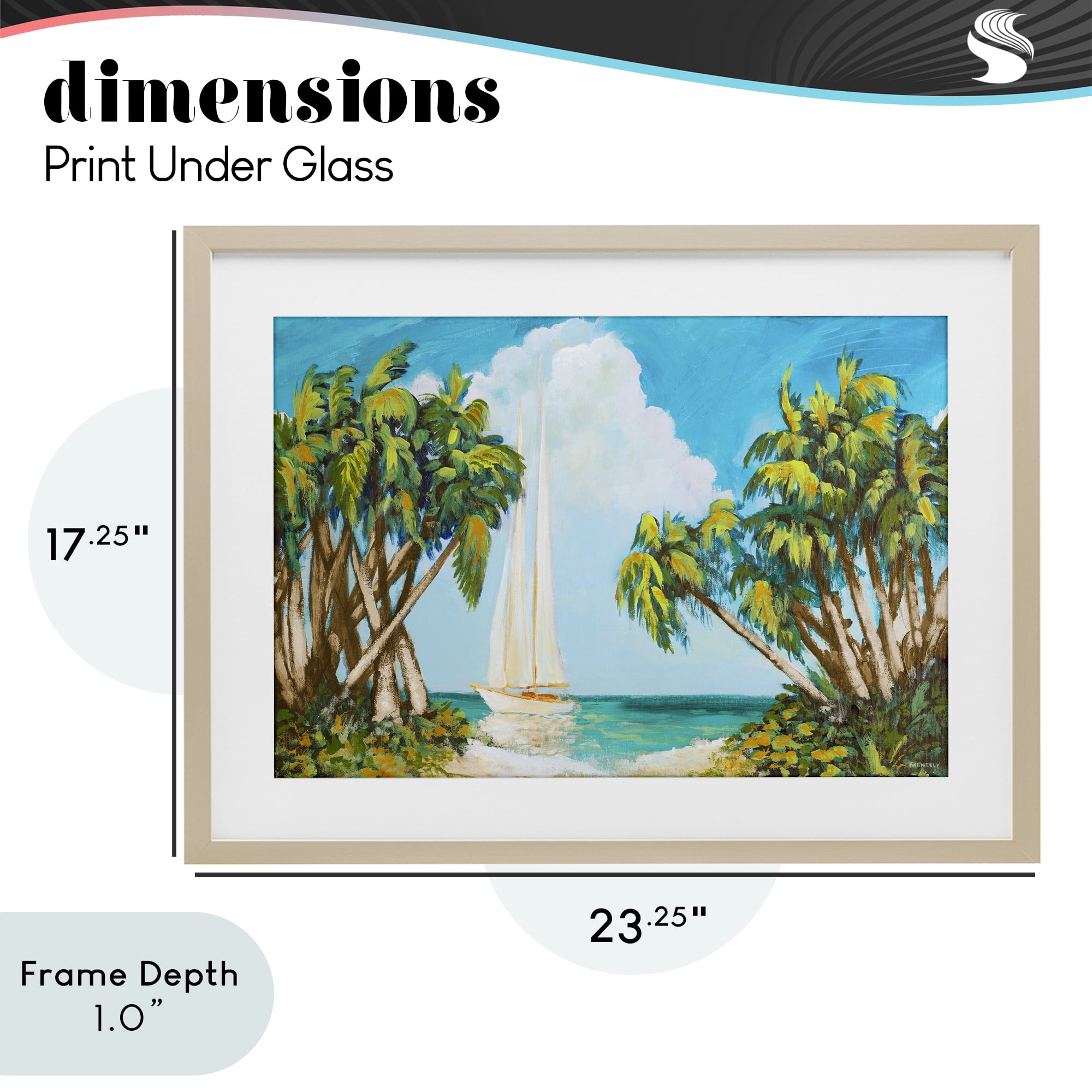 Stupell Industries Sailboat Among Palms Birch Framed Print Under Glass, design by Dan Meneely