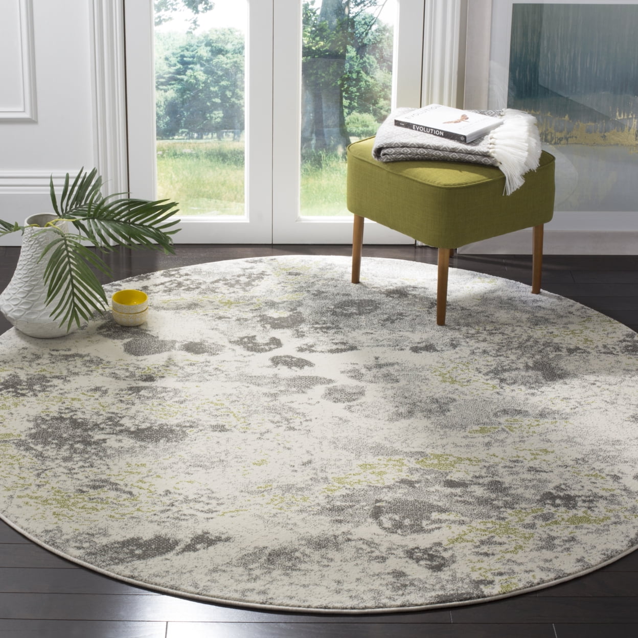 SAFAVIEH Watercolor Isabella Abstract Colorful Area Rug, Ivory/Grey, 8' x 10'