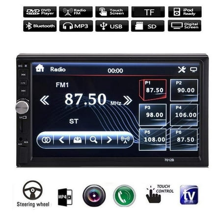 7012B 1080P 7 Inch Car Stereo MP3 Player Blueto oth(2.0) Player Touch Screen 2 DIN Car MP5 MP3 Player In Dash AUX FM USB Stereo Radio Music Player(Black)