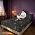 thumbnail image 3 of Homewish Boho Sun and Moon Queen Sheets, Black Gold Astrology Queen Sheet Sets, 4 Pieces, 1 Flat Sheet, 1 Fitted Sheet and 2 Pillowcases, 3 of 6
