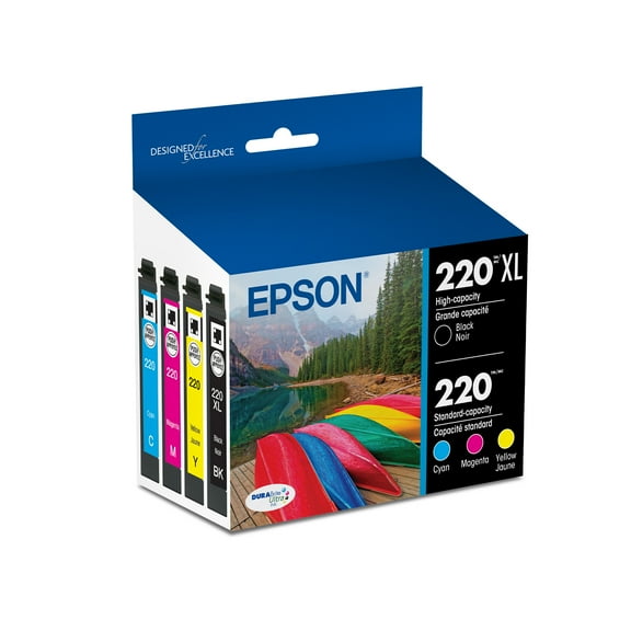 EPSON 220 DURABrite Ultra Ink High Capacity Black & Standard Color Cartridge Combo Pack Works with WorkForce WF-2630, WF-2650, WF-2660, WF-2750, WF-2760, Expression XP-320, XP-420, XP-424