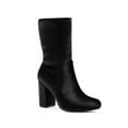 thumbnail image 1 of Unique Bargains Bottes Mi-Mollet Pliables à Talons Blocs à Bout Rond pour Femmes Noires (Taille 9), 1 of 8