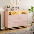 thumbnail image 3 of Commode Rose à 6 Tiroirs avec Lumières DEL RVB et Station de Recharge Intégrée : Coffre Moderne en Bois de Grande Capacité, 3 of 5