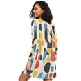 thumbnail image 2 of FORMRS Womens Long Sleeve Nightgowns Crew Neck Sleep Shirt Soft Pajamas Sizes S-3XL, Blue Geometric, 2 of 8