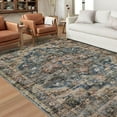 thumbnail image 2 of YUSAZENS 3'x5' Washable Area Rug, Vintage Boho Rug for Living Room, Bedroom, Dining Room, Low-Pile Non-Slip Stain-Resistant Carpet, Blue & Brown, 2 of 8