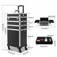 thumbnail image 3 of 4 in 1 Rolling Makeup Case Makeup Trolley Case With Wheels Makeup Travel Case Organizer (BLACK), 3 of 9