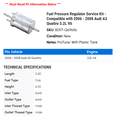 thumbnail image 2 of Fuel Pressure Regulator Service Kit - Compatible with 2006 - 2008 Audi A3 Quattro 3.2L V6 2007, 2 of 2