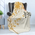 thumbnail image 4 of Peace Garden Soft Flannel Fleece Throw Blanket, Japanese Inspired Theme Hieroglyph and Abstract Tree Botanical, Cozy Plush for Indoor and Outdoor Use, 60" x 80", Pale Orange Pale Brown, by Ambesonne, 4 of 5