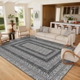thumbnail image 2 of FairOnly Non Slip 4'x6'Geometric Area Rug for Living Room Bedroom Machine Washable Low Pile Non Slip Rug for Kitchen Dining,Black Grey, 2 of 8