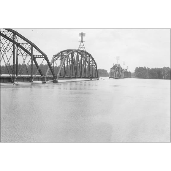 24"x36" Gallery Poster, Aerial photograph of flood, unidentified stretch of lower Mississippi River. NARA 285967