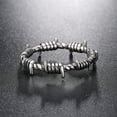 thumbnail image 3 of Mens Stainless Steel Ring Silver Vintage Barbed Wire Ring Unisex Gothic Style Size 7-11, 3 of 4