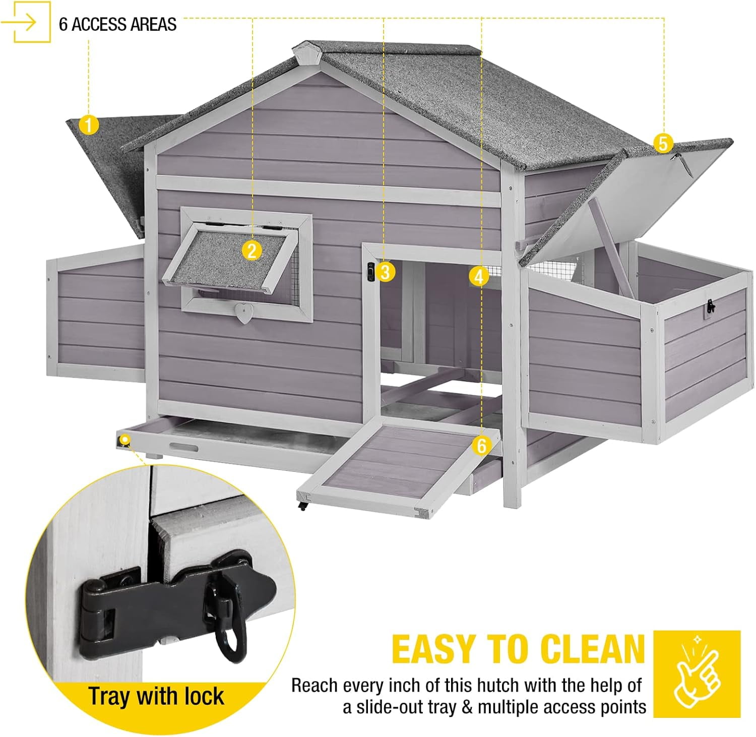 Aivituvin Chicken Coop with Two Large Nesting Boxes Wooden Hen House Outdoor Poultry Cage Duck Coop Weatherproof