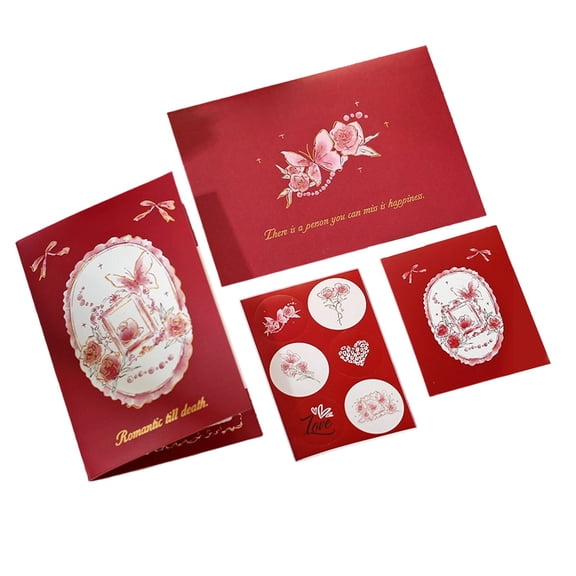 Vadktai Happy Valentine's Day Card, Rose Flower Quilling Card, Valentines Day Anniversary Wedding Card Gifts for Girlfriend Boyfriend Him Her