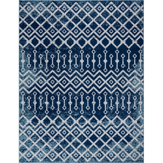 Tayse Diamond Area Rug DIA1001 Contemporary Blue Angled Rows 3' 11'' x 5'3'' Rectangle