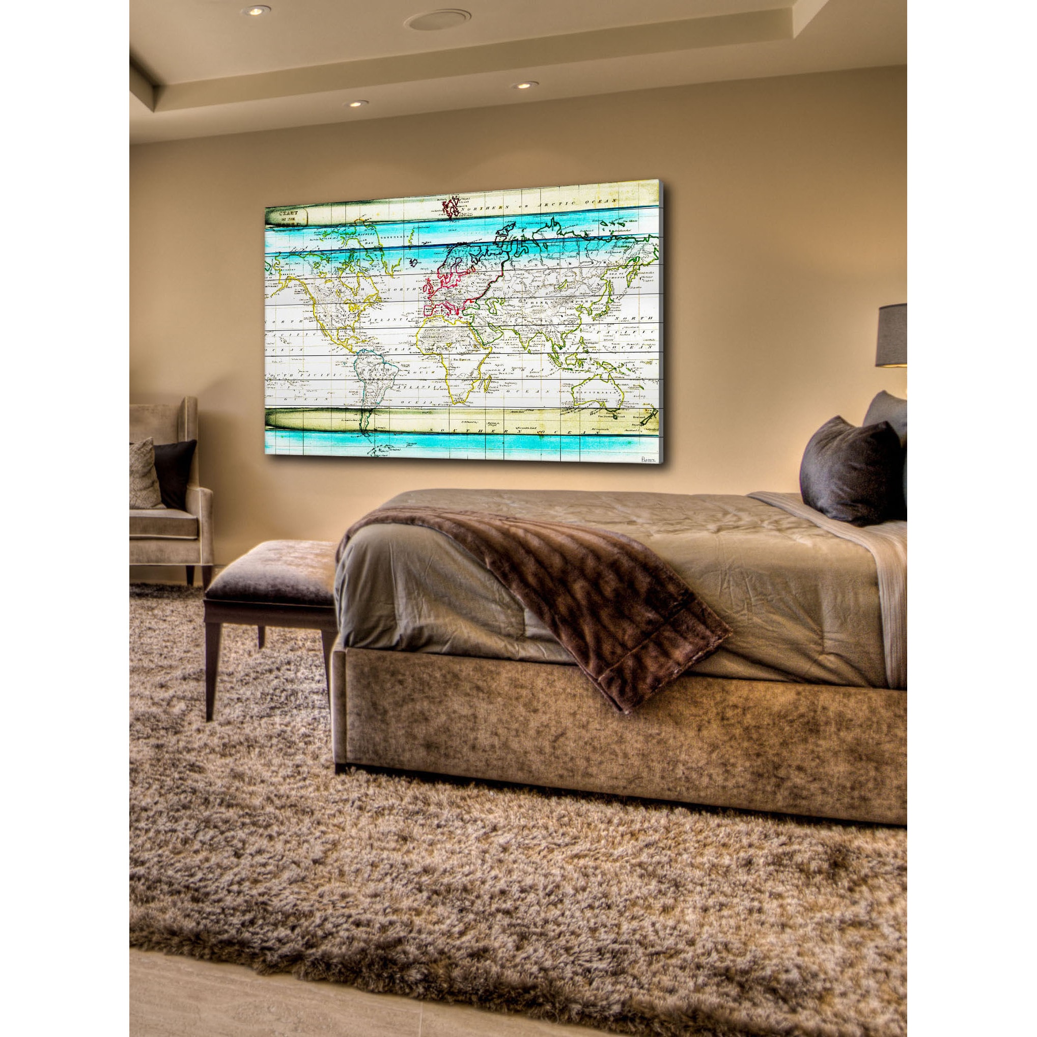 Parvez Taj Jet Setting 36-Inch x 24-Inch White Wood Wall Art