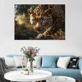 thumbnail image 3 of Mudket Blue Eyed Stalking Leopard Jungle Canvas Wall Art, Realistic Safari Wildlife Cool Posters Print Waterproof Canvas for Man Cave Office Living Room Home Decor, Framed Ready to Hang - 12"L x 8"W, 3 of 9