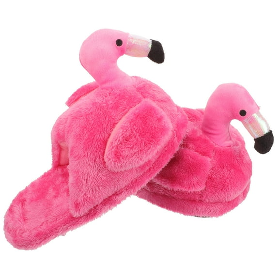 LOLIPPYY Women's Cozy Slippers 1 Pair with Cute Rosy Flamingo Print, Foam Sole, Nonslip Indoor Comfortable Footwear
