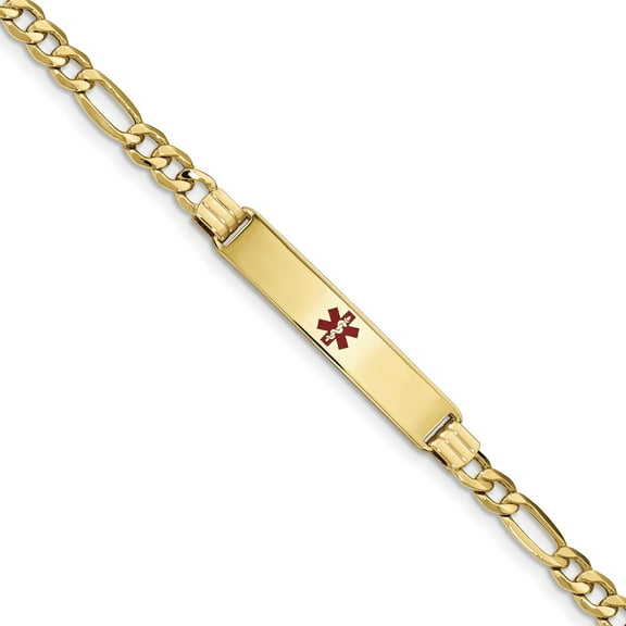 Beautiful 14K Semi-Solid Medical Red Enamel Figaro Link ID Bracelet