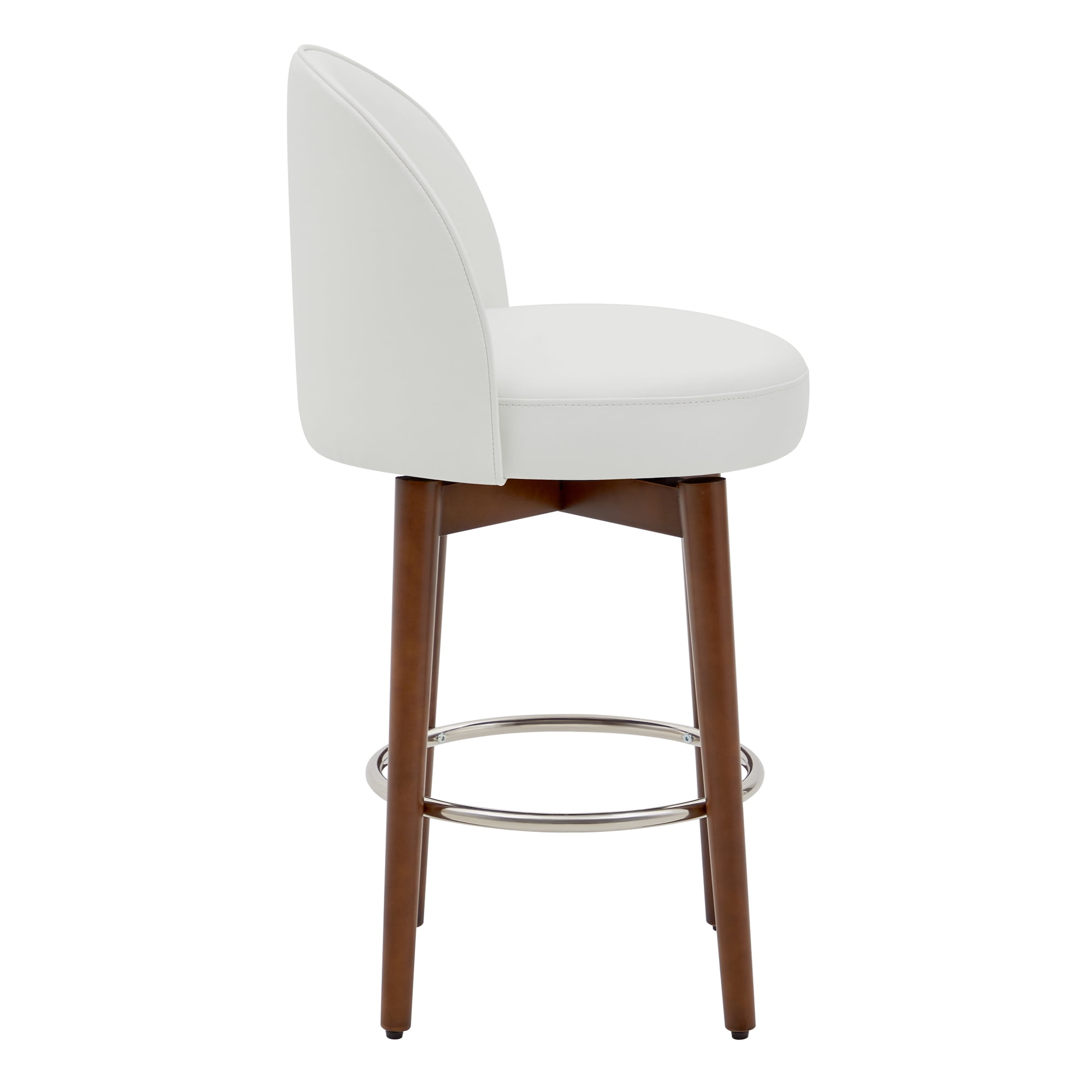 CHITA Counter Height Bar Stools Set of 2, 26 inch Swivel Barstools for Kitchen Island,Faux Leather in White