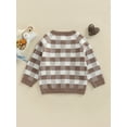 thumbnail image 4 of Seyurigaoka Toddlers Baby Boys Girls Knit Coats Plaid Pattern Round Neck Button Fly Long Sleeve Sweater Cardigan Autumn Winter Pullover, 4 of 8