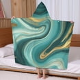 thumbnail image 5 of Teal Marble Gold Wave Pattern Hooded Bath Towel，60"x35" for Ages 3 To 12 Kids, Quick Dry Lightweight Soft Microfiber Hood Beach Towel Cover Up for Kids, 5 of 7