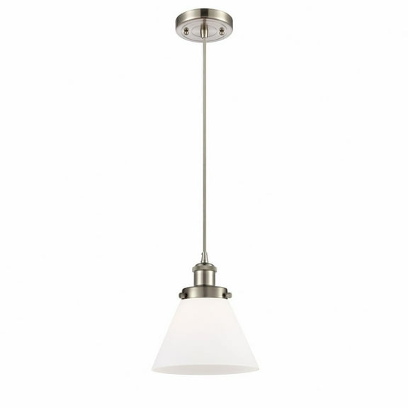 916-1P-SN-G41-Innovations Lighting-Cone - 1 Light Cord Hung Mini Pendant In Industrial Style-10 Inches Tall and 8 Inches Wide-Brushed Satin Nickel