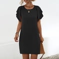 thumbnail image 5 of ShomPort Summer Work Dress for Women Fashion Ruffle Sleeve Round Neck Solid Color Mini Dresses, 5 of 8