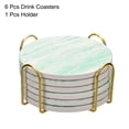 thumbnail image 3 of Bebida Portavasos con Soporte, 6uds 4 - Corcho Base Posavasos para Bebidas, Arenisca Estilo para Tipos de Tazas, Hogar Decoración, Madera Mesa (Verde), 3 of 6