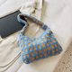 thumbnail image 2 of Bolso de hombro para otoño e invierno, Bolso pequeños y esponjosos para axilas para mujer (cuadros azules), 2 of 6