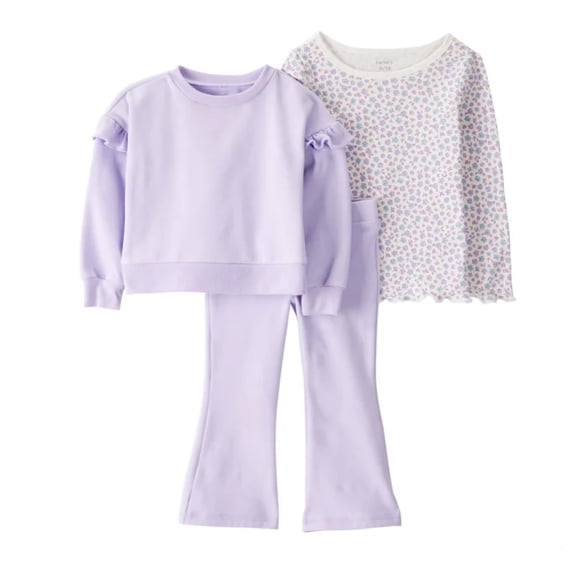 Carter's Kids Little Girl's and Boy's 3 Piece Playwear Outfit Set, 1 Shirt, 1 Bottom, 1 Outerwear (Purple, 4T)