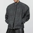 thumbnail image 3 of Maoxin Mens Jacket Men's Solid Color Pocket Zipper Jacket Jacket Gray L, 3 of 4