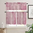 thumbnail image 6 of Christmas Pink Kitchen Curtains and Valances Set, Rod Pocket Curtains Tier Farmhouse Window Curtains 36 Inch Length, Snowflake Ombre Romantic Winter Retro 3 Piece Kitchen Curtains Set, 6 of 6