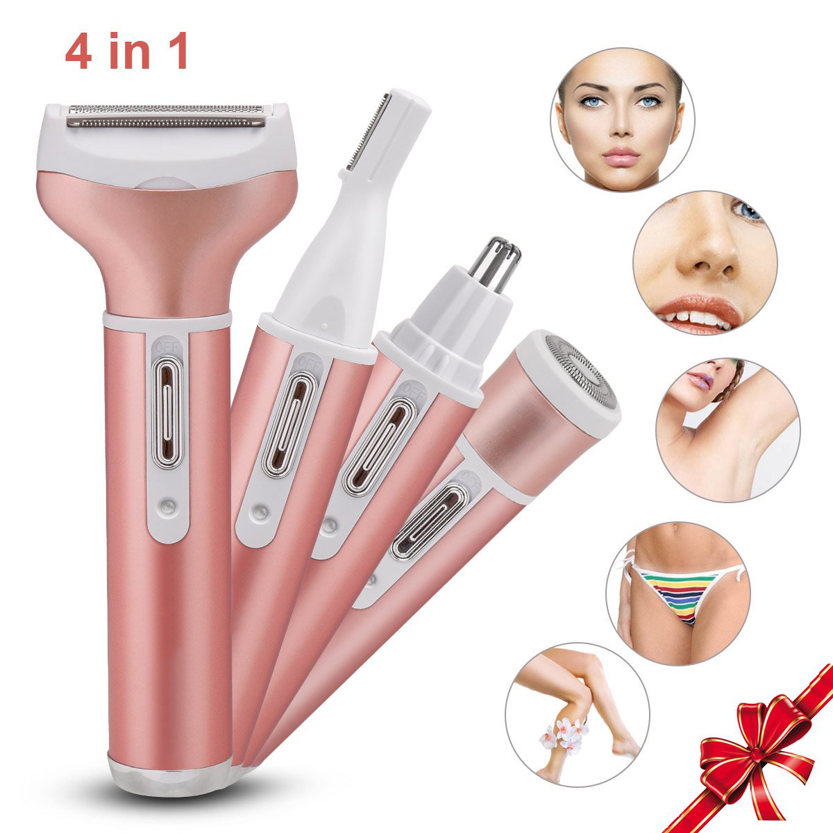 4-in-1 Hair Removal Women Electric Shaver Ladies Razor Hair Remover Epilator  USB Rechargeable for Face Body Legs Hair Trimmer Grooming Kit - Walmart.com